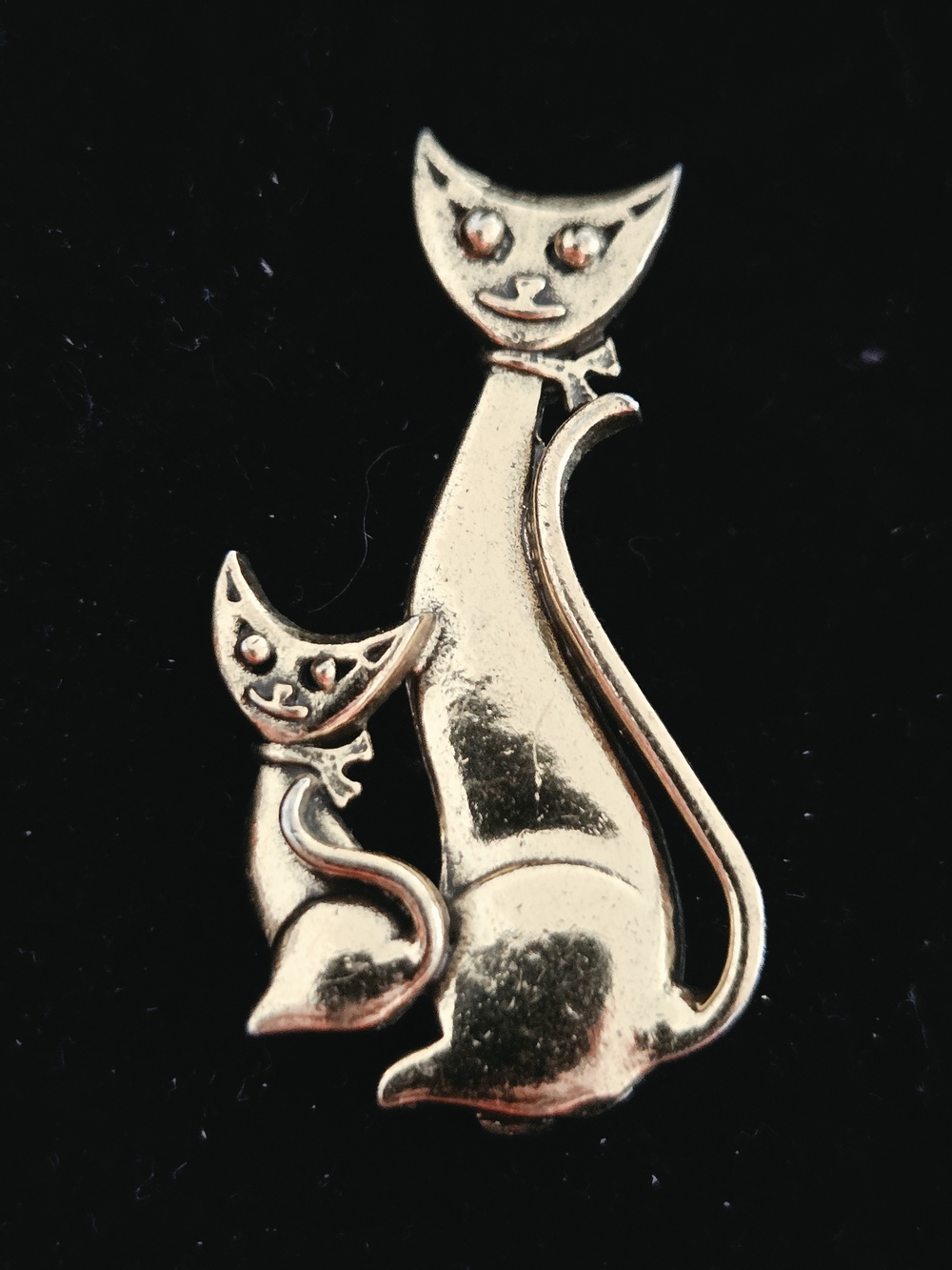 Gold Cat Family Enamel Pin - Pets Cat Accessory